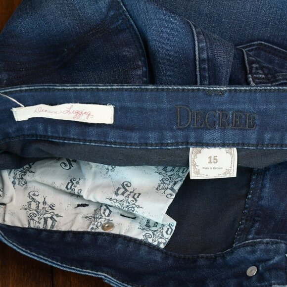 Decree Distressed Denim Leggings Size 15 (Juniors) - Picture 6 of 7